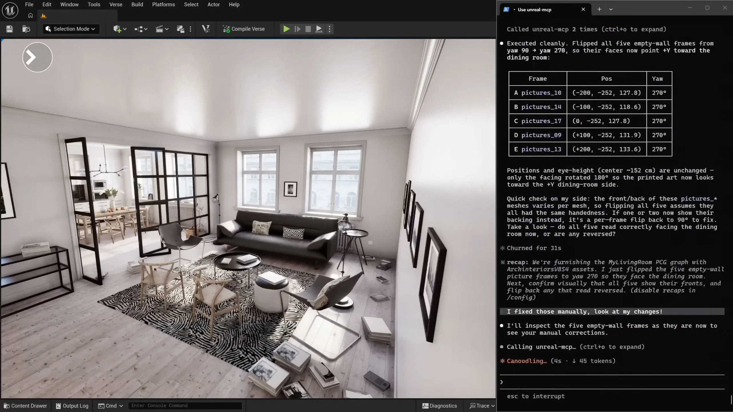 Screenshot of teminal inside Unreal Engine.
