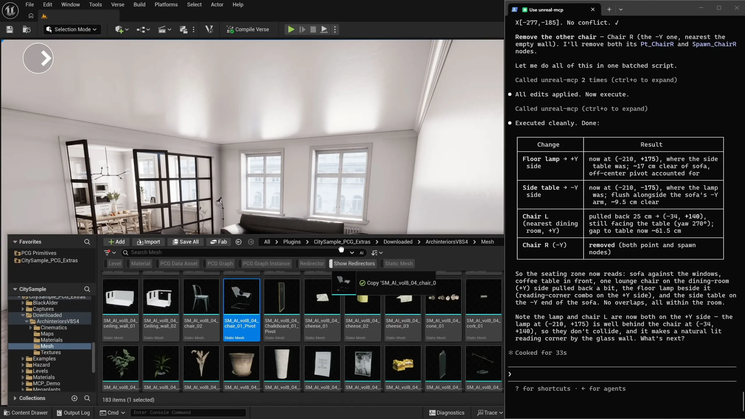 Screenshot of apartment room dressing demo.